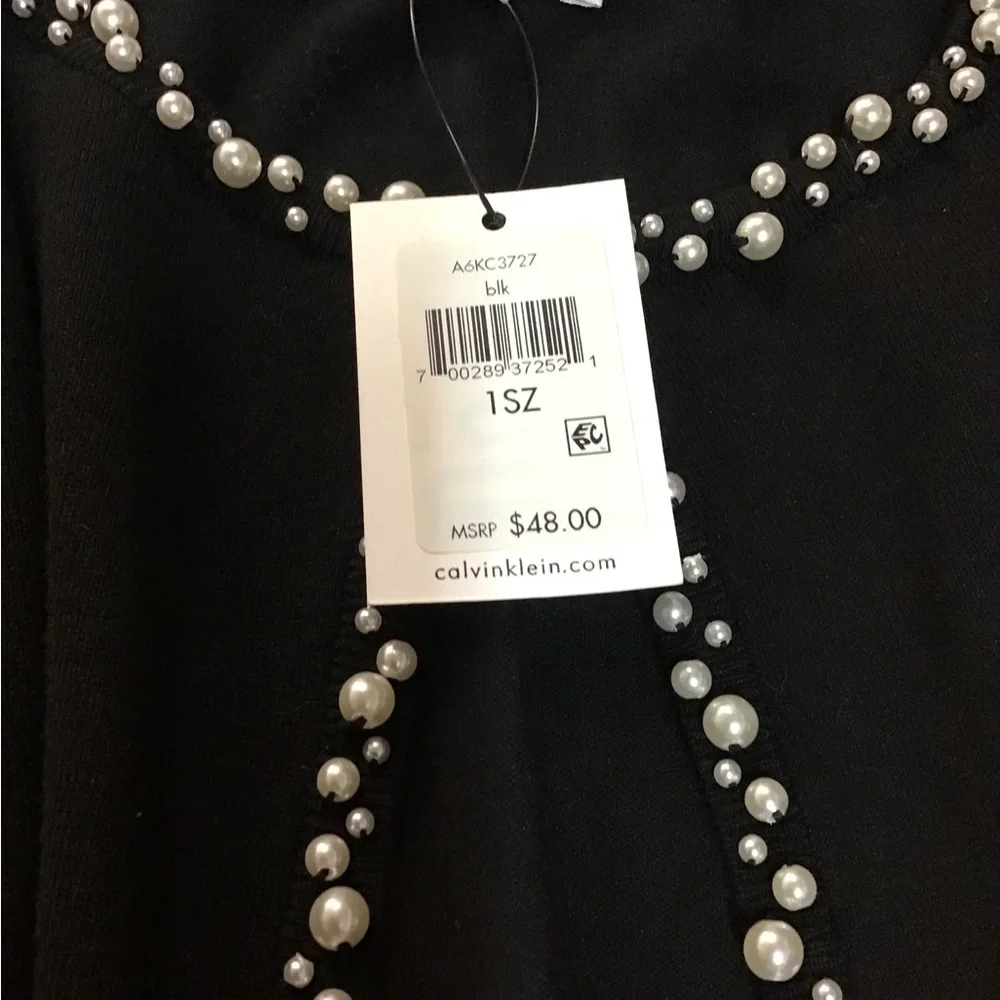 Calvin Klein Jersey Knit Cape-let with Pearl Trim. - Picture 2 of 3